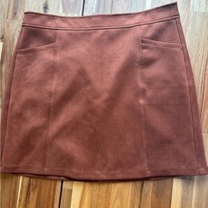 LOFT Rust Brown Suede Mini Skirt